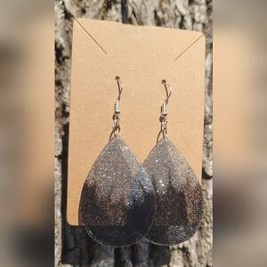 Elegant Silver and Black Teardrop Earrings